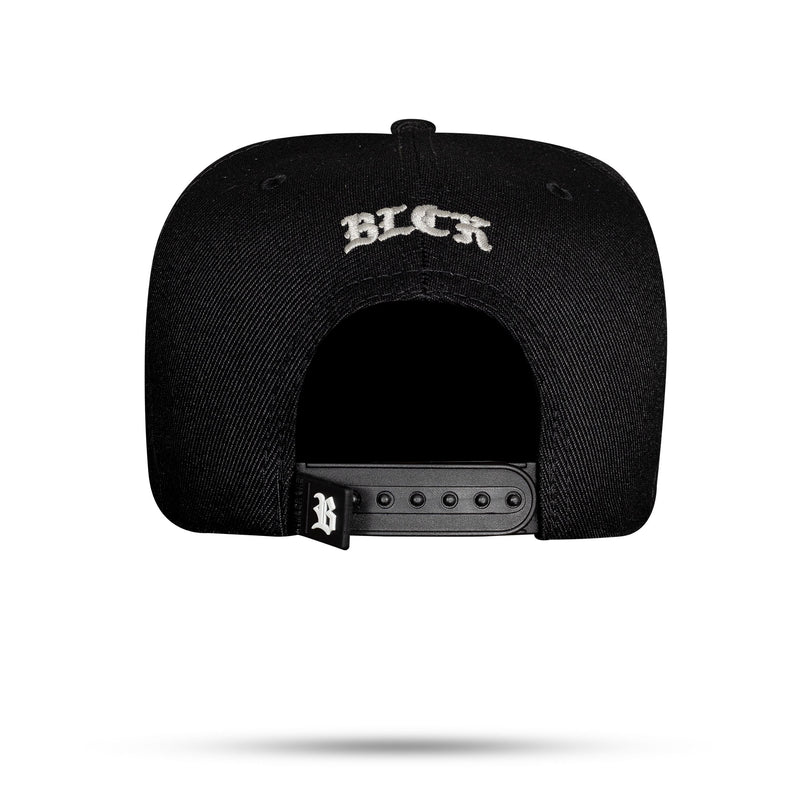 Boné Snapback Preto Alto Relevo Cinza