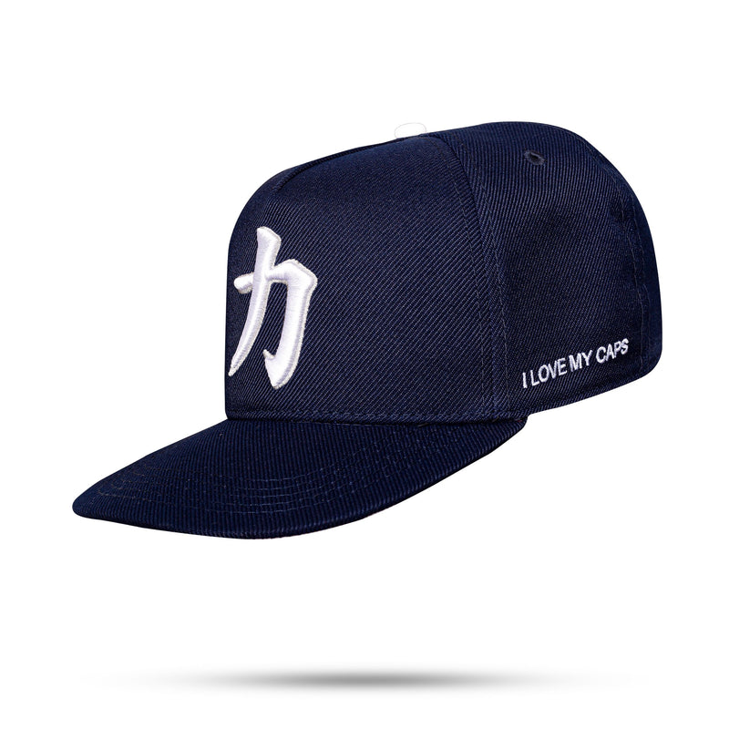 Boné Snapback N25 Aba Reta Azul Marinho Kanji Força - I Love My Caps