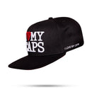 Boné Snapback Aba Reta Preto e Vermelho I Love My Caps