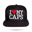 Boné Snapback Aba Reta Preto e Vermelho I Love My Caps