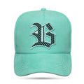 Boné Snapback Suede Verde Água Grade