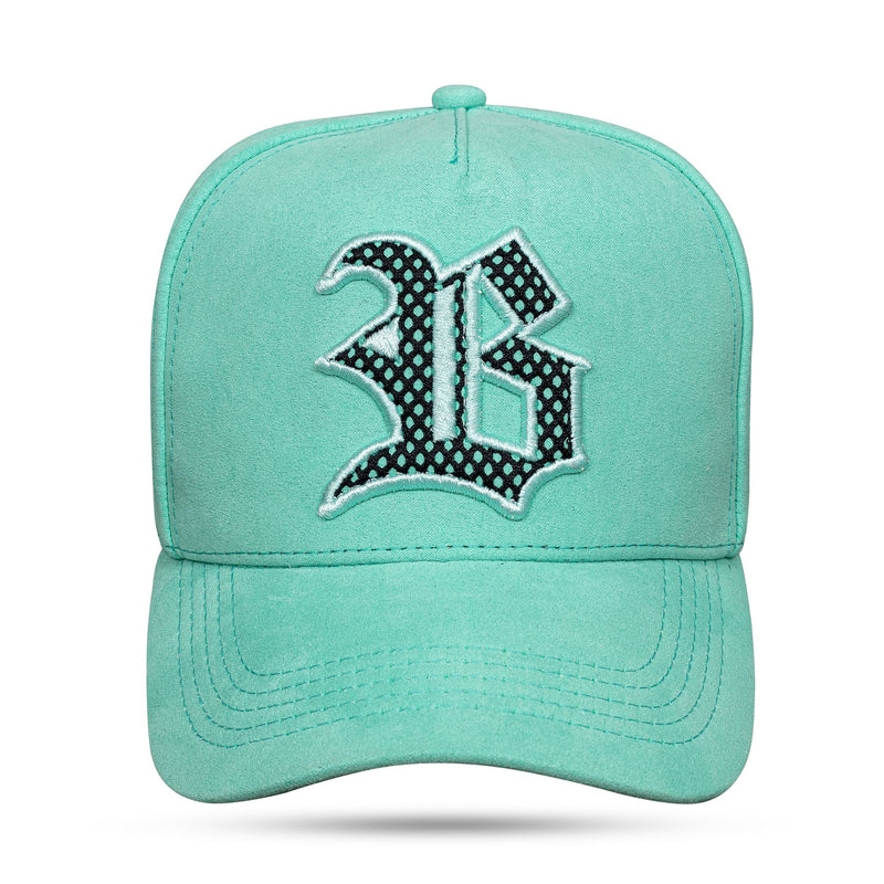 Boné Snapback Suede Verde Água Grade