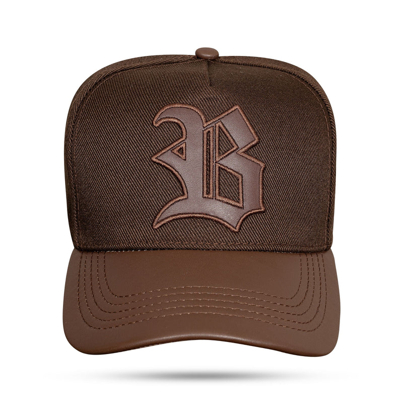 Boné Snapback Aba Couro New Brown Dark