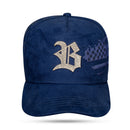 Boné Snapback Suede Azul Marinho USA Limited Metal Strass