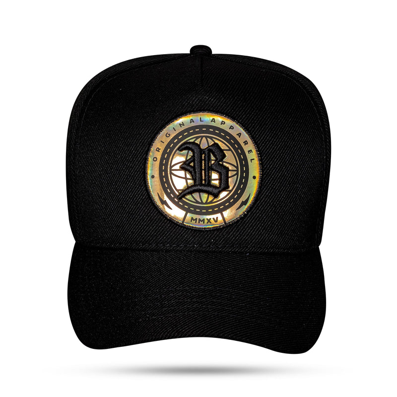 Boné Snapback Preto Originally Holográfico Gold