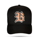 Boné Snapback Preto New Wings Couro Rosa