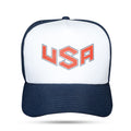 Boné Snapback Azul Trucker Laser Branco USA