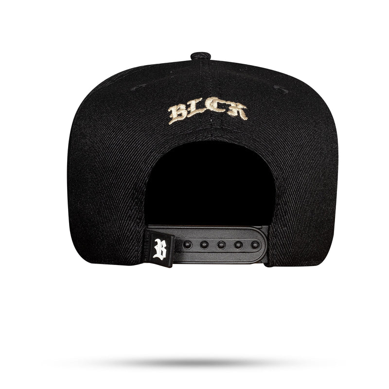 Boné Snapback Preto Grid Bege