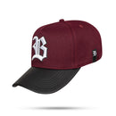 Boné Snapback Vinho Aba Couro Black