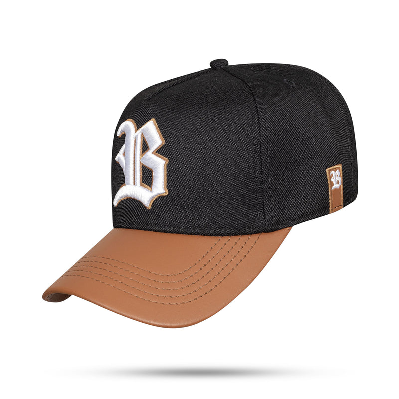 Boné Snapback Preto New Aba Couro