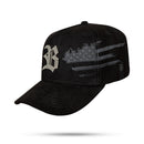 Boné Snapback Suede Preto USA Limited Metal Strass