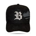 Boné Snapback Suede Preto USA Limited Metal Strass