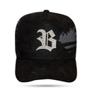 Boné Snapback Suede Preto USA Limited Metal Strass