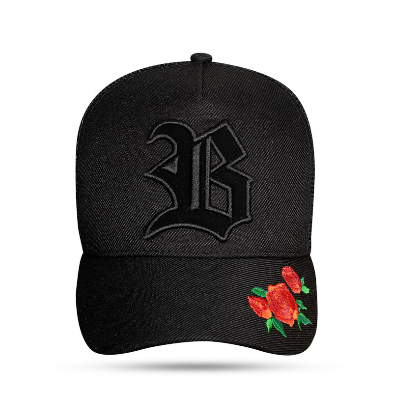 Boné Snapback Trucker Edition Roses Black