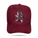 Boné Snapback Suede Vinho Logo Black Piano