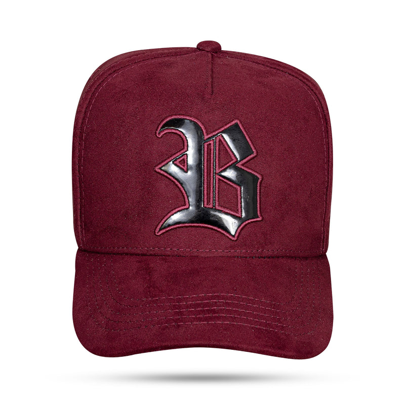 Boné Snapback Suede Vinho Logo Black Piano