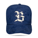 Boné Snapback Suede Azul Marinho Verniz Creme