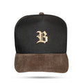 Boné Strapback Preto Absolute Gold Aba Cotelê Marrom