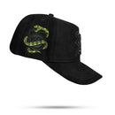 Boné Snapback Suede Preto Snake Verde