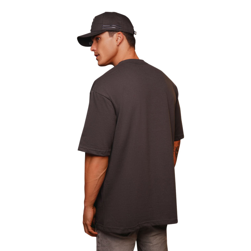Camiseta Oversized Cinza Grafite Zero Um Pink
