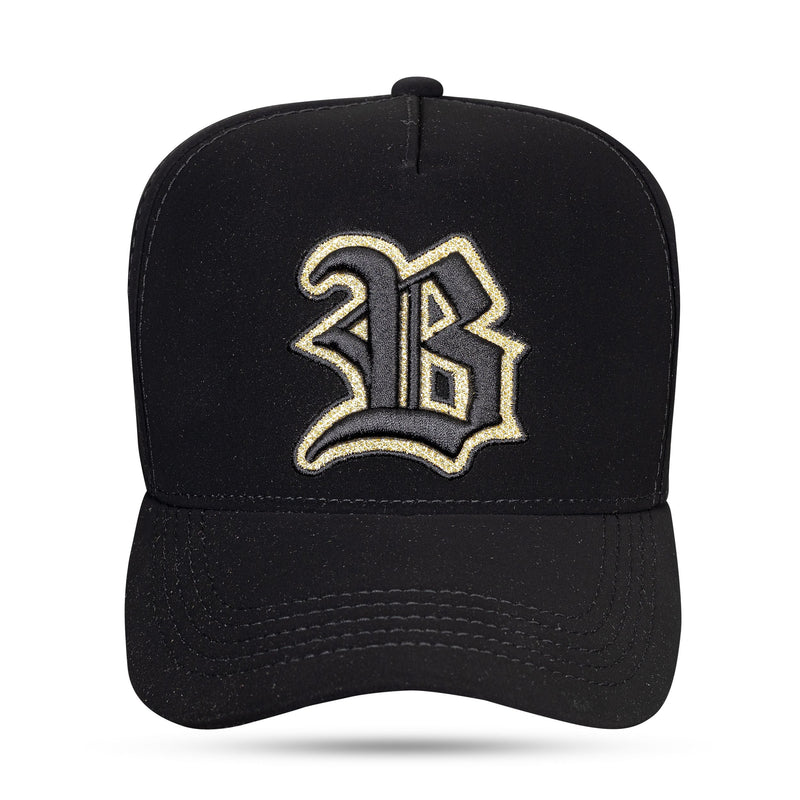 Boné Snapback Preto Nobuck Wings Shine Dourado