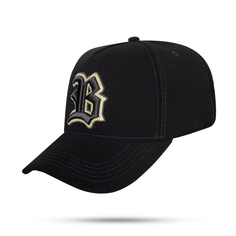 Boné Snapback Preto Nobuck Wings Shine Dourado