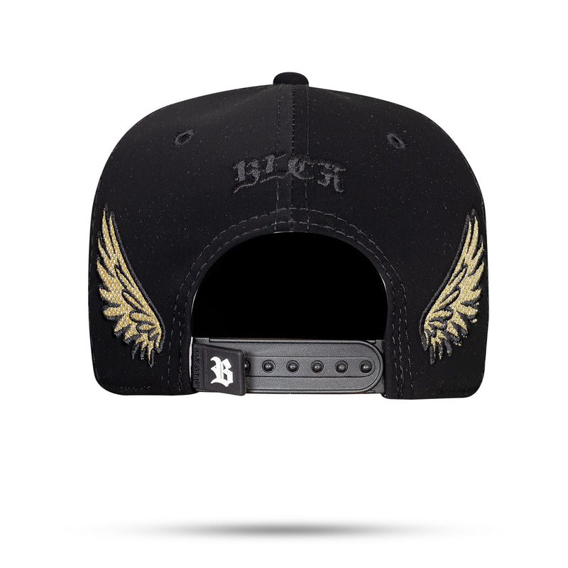 Boné Snapback Preto Nobuck Wings Shine Dourado
