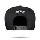 Boné Snapback Preto Logo Verniz Prateado