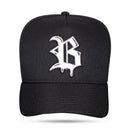 Boné Snapback Preto Splash Logo Couro Prata