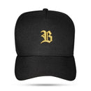 Boné Preto Snapback Logo Basic Contra Aba Dourada