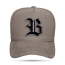 Boné Snapback Suede Cinza Grafite Logo Contour