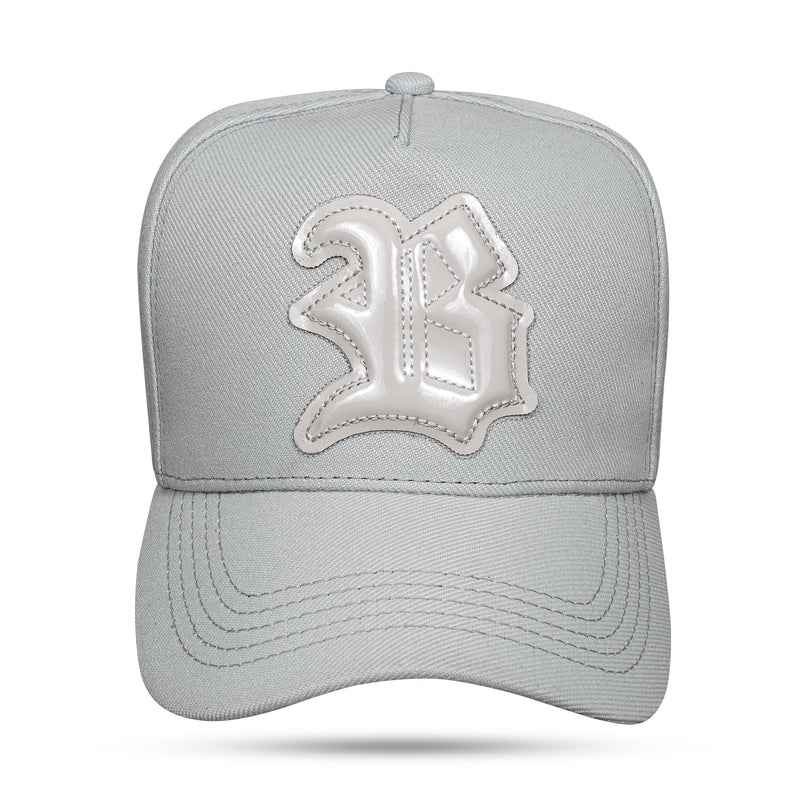 Boné Cinza Snapback Verniz Alto Relevo