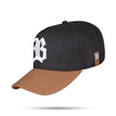 Boné Snapback Preto Aba Couro Marrom