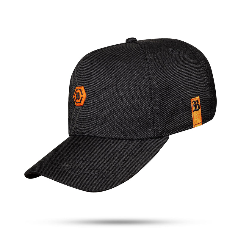 Boné Preto Snapback Hex Laranja