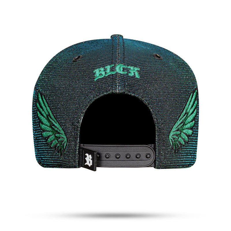 Boné Preto Kids Snapback All Shine 3D Azul Verde Wings