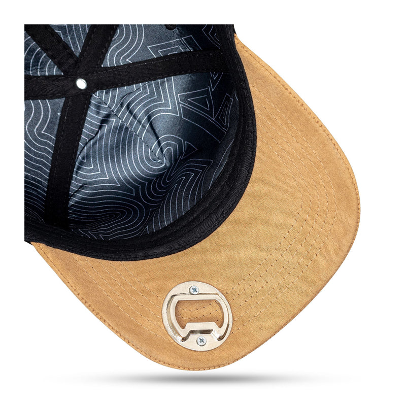Boné Preto Snapback Logo Beer Aba Caramelo Suede