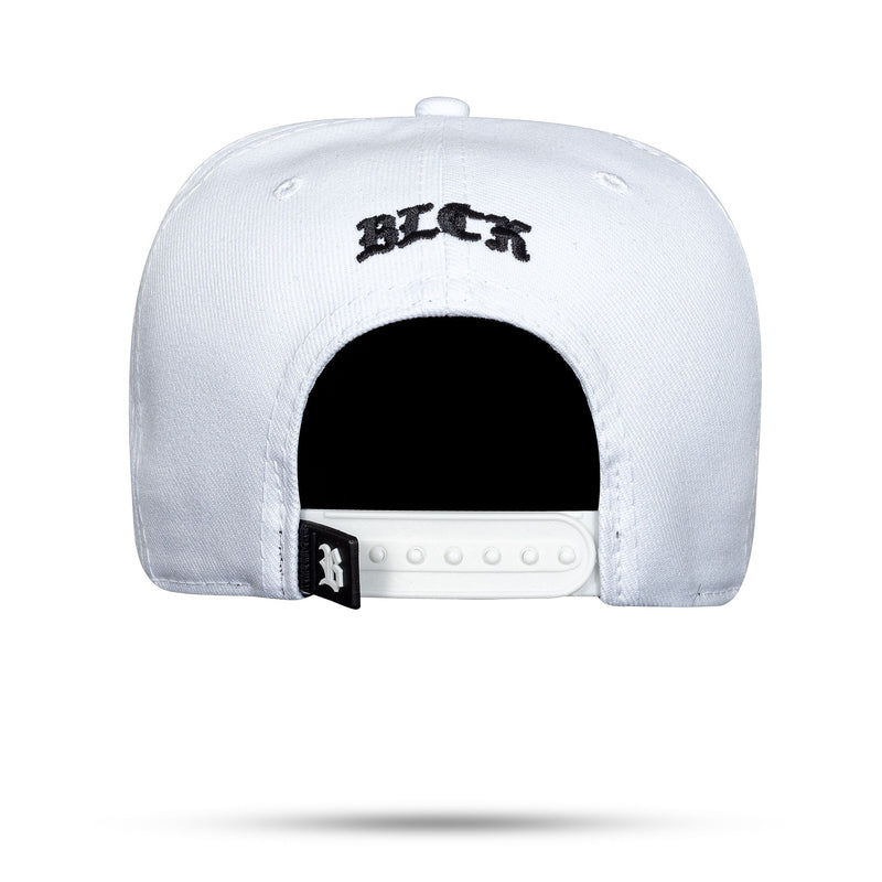 Boné Branco Snapback Listrado Aba Couro