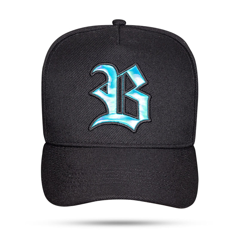 Boné Preto Snapback Wings Azul Holographic