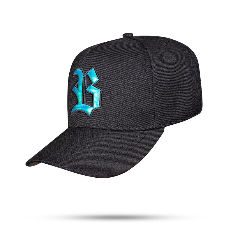Boné Preto Snapback Wings Azul Holographic