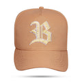 Boné Snapback Caramelo Alto Relevo Zig Zag Dourado
