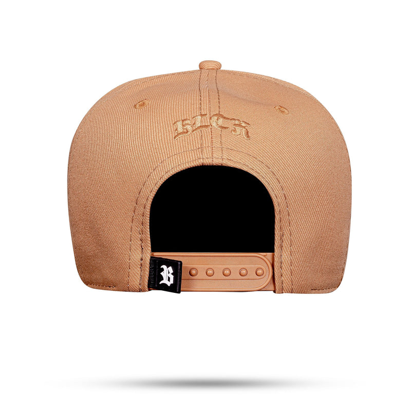 Boné Snapback Caramelo Alto Relevo Zig Zag Dourado