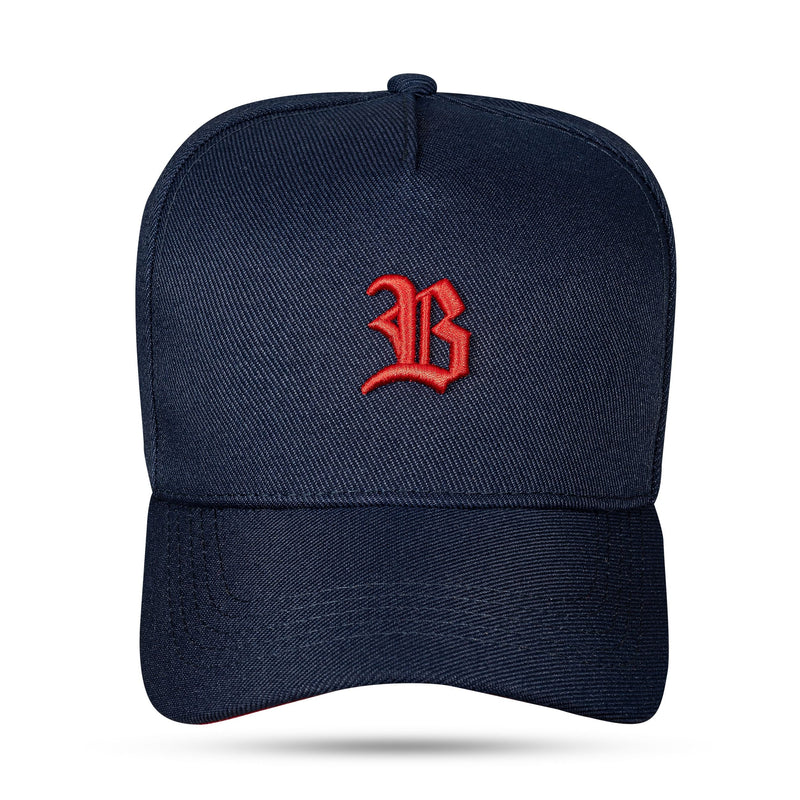 Boné Snapback Basic Azul Marinho Contra Aba Vermelha