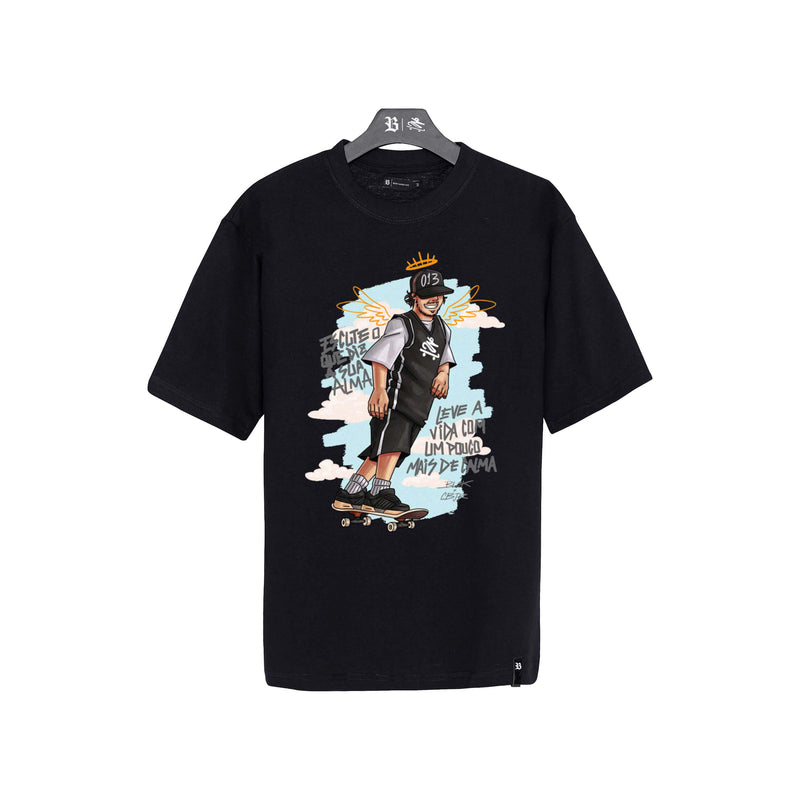 Camiseta Charlie Brown Jr. - Oversized Preta "Só Pra Vadiar" - Blck Brasil