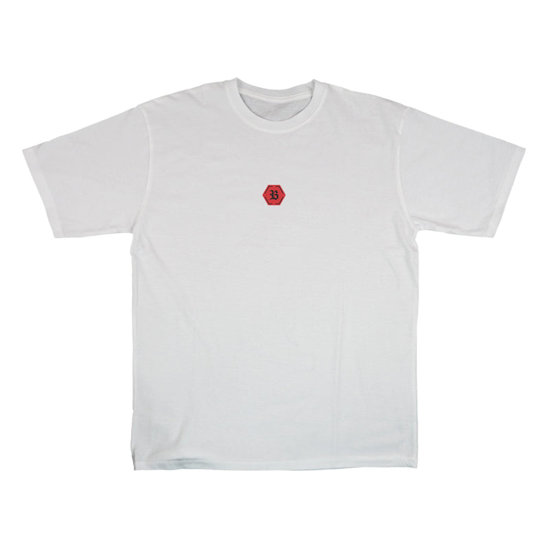 Camiseta Oversized Branca Hex Flower Red