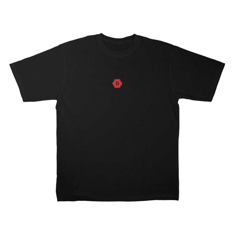 Camiseta Oversized Preta Hex Flower Red