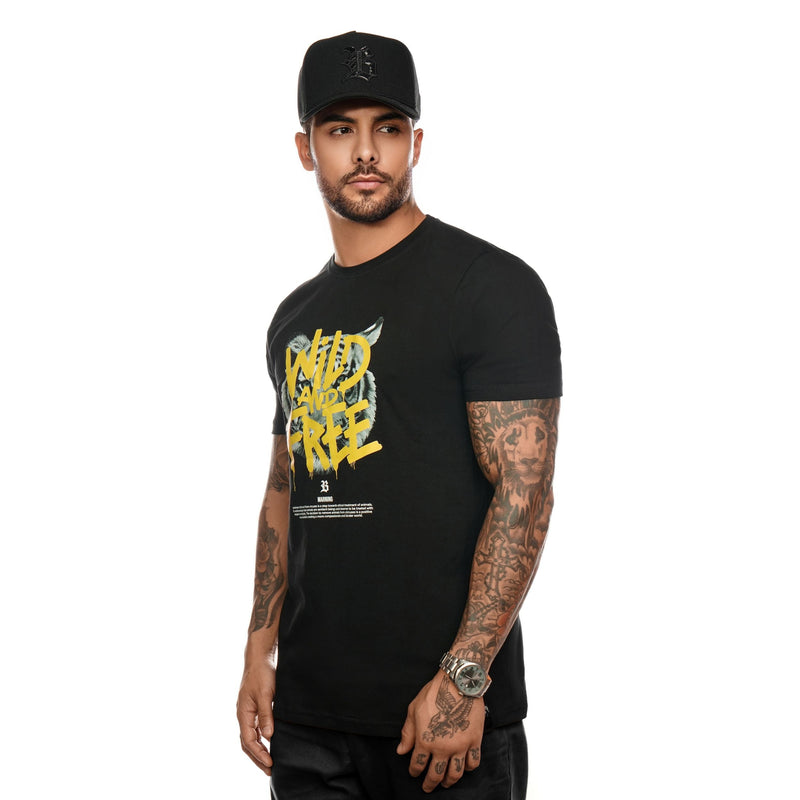 Camiseta Preta Wild and Free Tiger