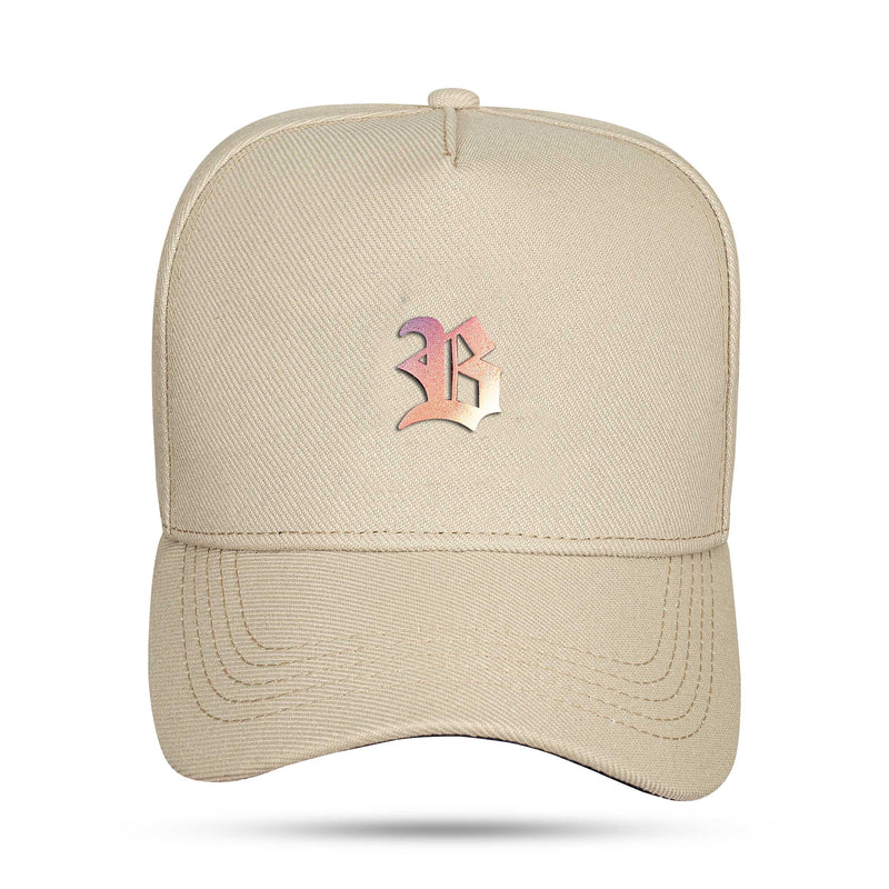 Boné Bege Snapback B Degradê Vermelho