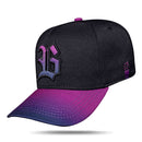 Boné Snapback Preto Aba Degradê Azul Marinho Roxo