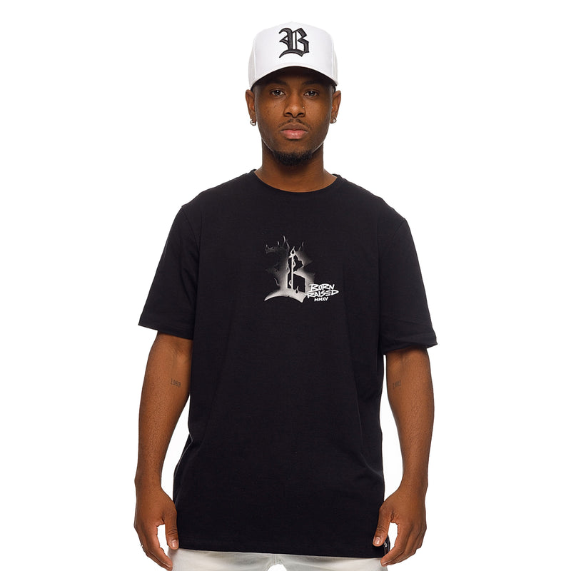 Camiseta Preta BLCK Born Raised In Flame