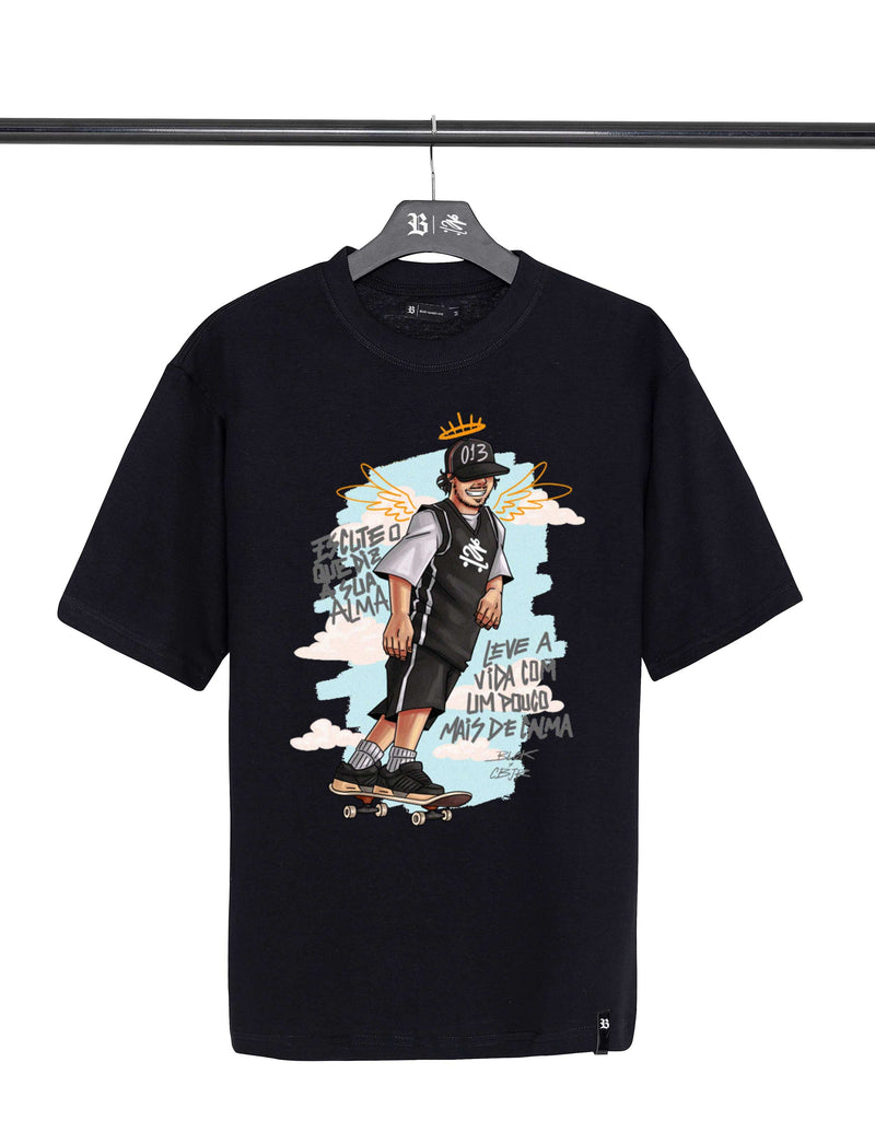 Camiseta Charlie Brown Jr. - Oversized Preta "Só Pra Vadiar" - Blck Brasil
